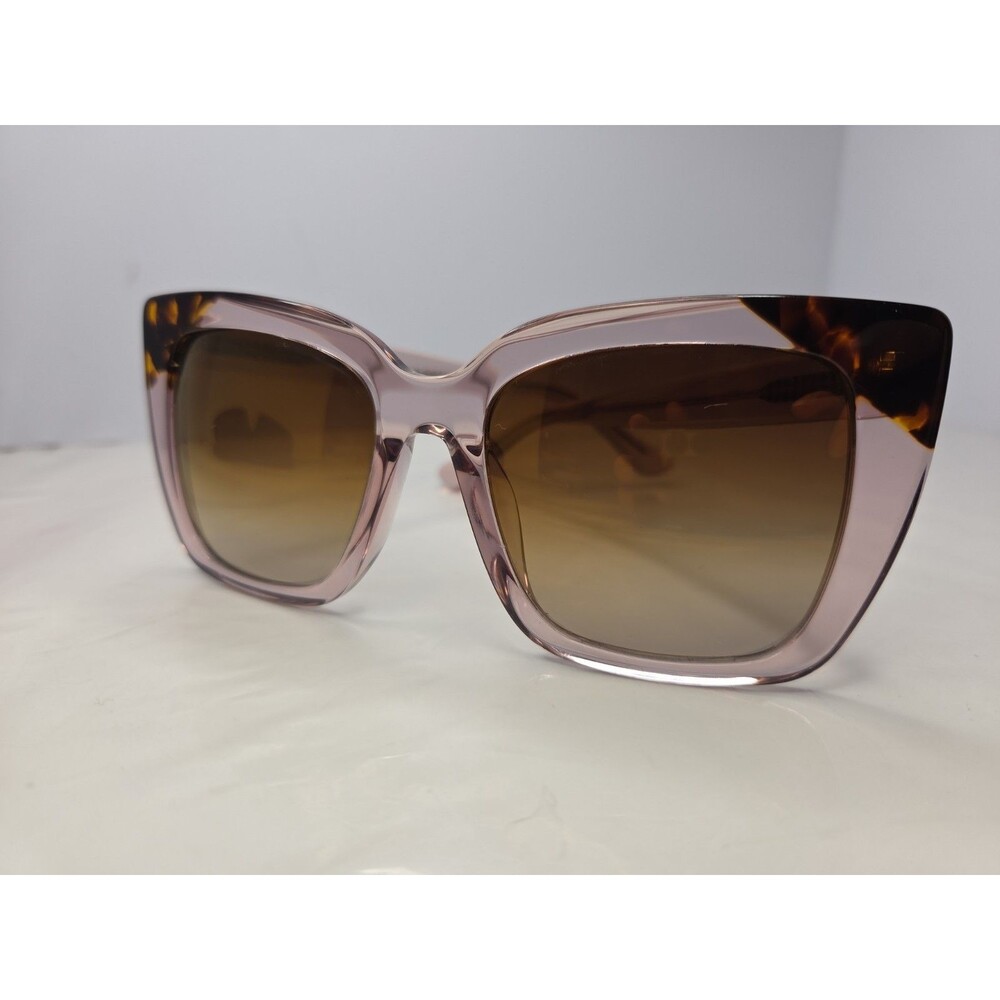 DIFF Eyewear Lizzy L-BG-IB-O Sunglasses Pink Tortoise Cat Eye Gold Mirror EUC